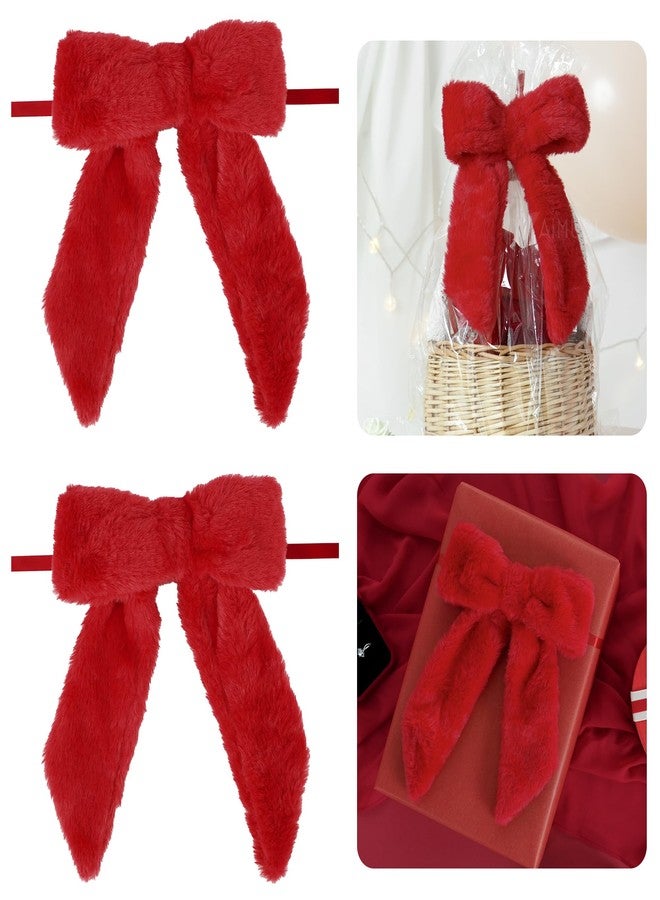 AIMUDI Decorative Bows for Christmas Tree, Gift Wrapping & Holiday Home Decor, Red Finished Decorative Bows, Soft Fabric, Reusable, 6-Pack - Image 1